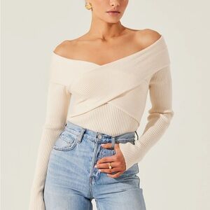 ASTR the Label
Crossover Off The Shoulder Rib Sweater